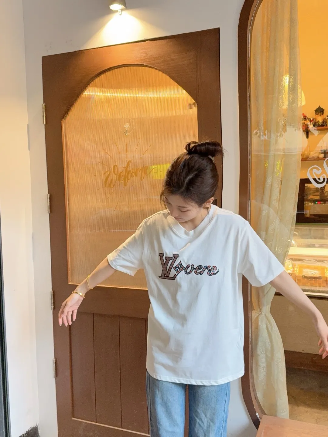 Louis Vuitton/Louis Vuitton 25ss rainbow braided embroidered short sleeves